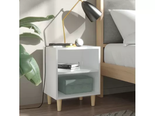 Kauf Unique Nachttische mit Massivholz-Beinen 2 Stk. Weiß 40x30x50 cm Clearance-Verkauf