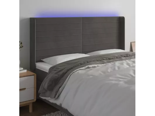 Kauf Unique LED Kopfteil Dunkelgrau 183x16x118/128 cm Samt Fabrikladen