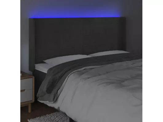 Kauf Unique LED Kopfteil Dunkelgrau 183x16x118/128 cm Samt Fabrikladen