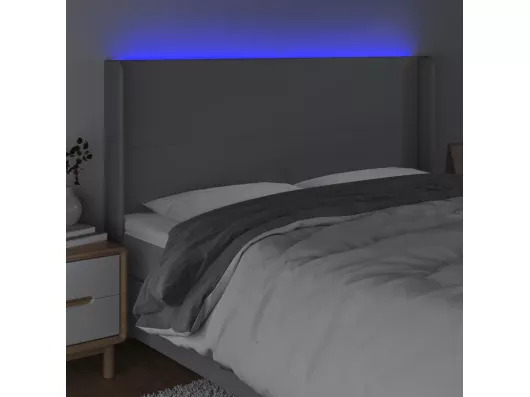 Kauf Unique LED Kopfteil Hellgrau 163x16x118/128 cm Stoff Black Friday Preise