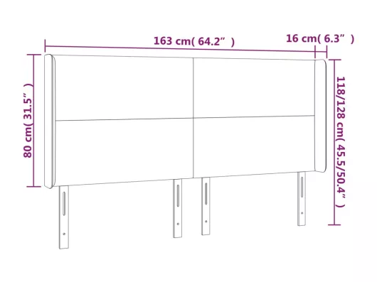 Kauf Unique LED Kopfteil Hellgrau 163x16x118/128 cm Stoff Black Friday Preise