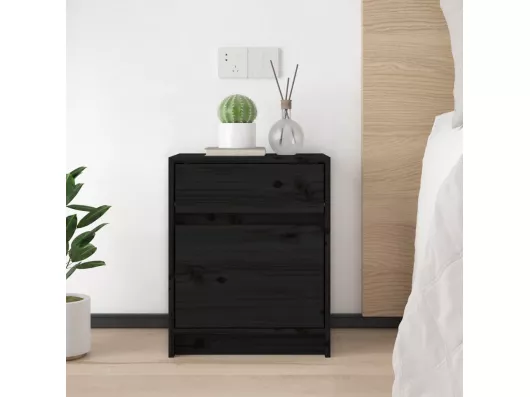 Kauf Unique Nachtschränke 2 Stk. Schwarz 40x31x50 cm Massivholz Kiefer 50% Rabatt für begrenzte Zeit
