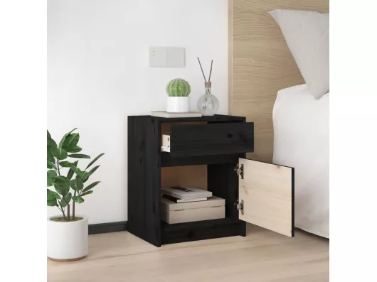 Kauf Unique Nachtschränke 2 Stk. Schwarz 40x31x50 cm Massivholz Kiefer 50% Rabatt für begrenzte Zeit