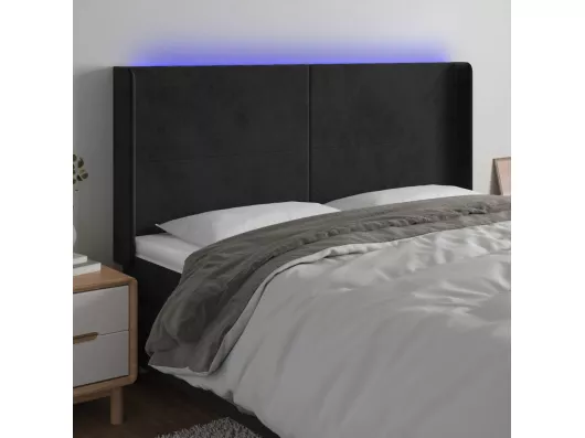 Kauf Unique LED Kopfteil Schwarz 203x16x118/128 cm Samt