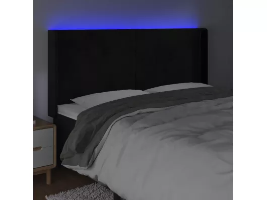 Kauf Unique LED Kopfteil Schwarz 203x16x118/128 cm Samt Outlet