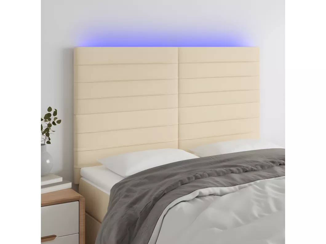 Kauf Unique LED Kopfteil Creme 144x5x118/128 cm Stoff
