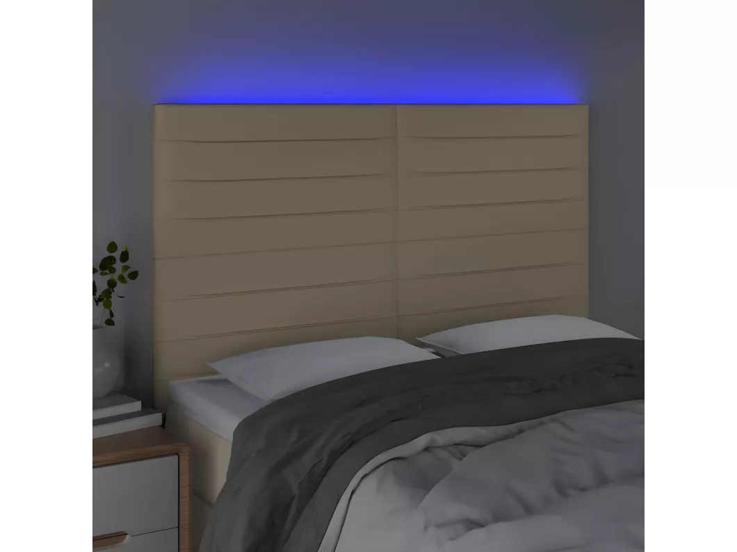Kauf Unique LED Kopfteil Creme 144x5x118/128 cm Stoff Auslauf