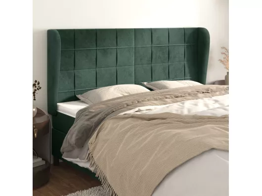 Kauf Unique Kopfteil mit Ohren Dunkelgrün 203x23x118/128 cm Samt Angebote