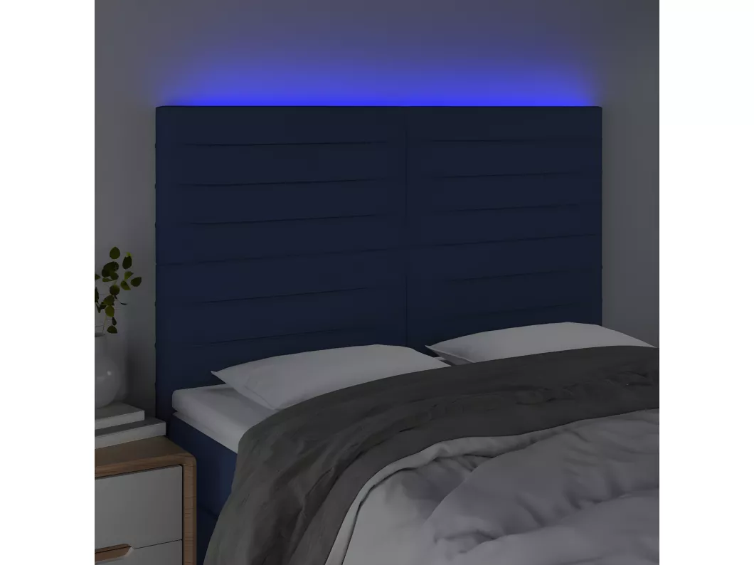 Kauf Unique LED Kopfteil Blau 144x5x118/128 cm Stoff Meist gekauft