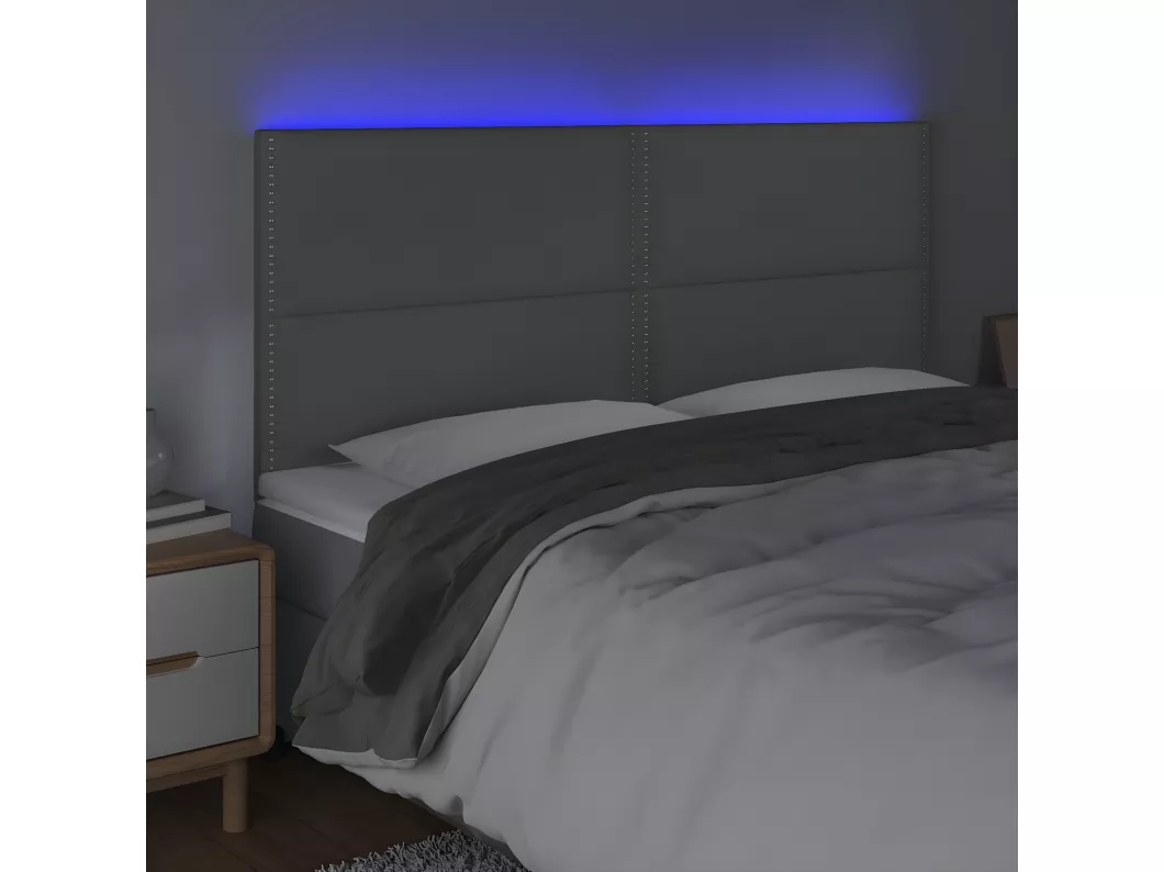 Kauf Unique LED Kopfteil Grau 180x5x118/128 cm Kunstleder Blitzverkäufe