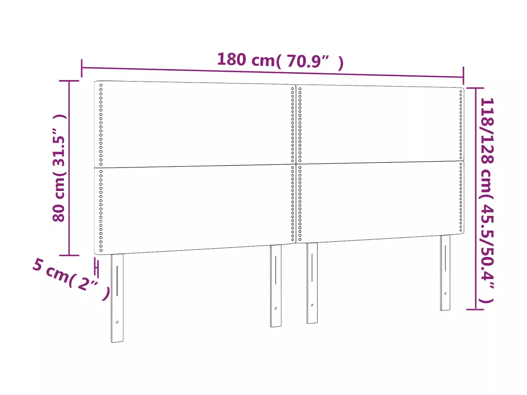 Kauf Unique LED Kopfteil Grau 180x5x118/128 cm Kunstleder Blitzverkäufe