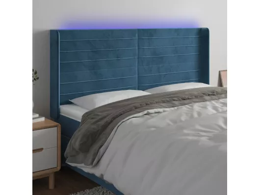 Kauf Unique LED Kopfteil Dunkelblau 163x16x118/128 cm Samt Sonderangebot