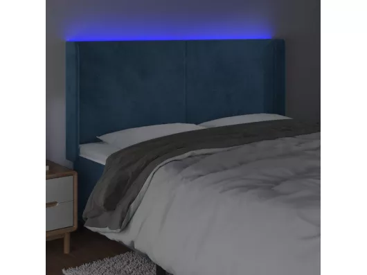 Kauf Unique LED Kopfteil Dunkelblau 203x16x118/128 cm Samt Rabatt