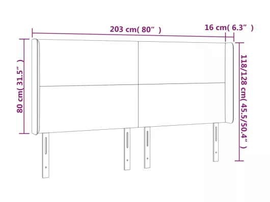 Kauf Unique LED Kopfteil Dunkelblau 203x16x118/128 cm Samt Rabatt