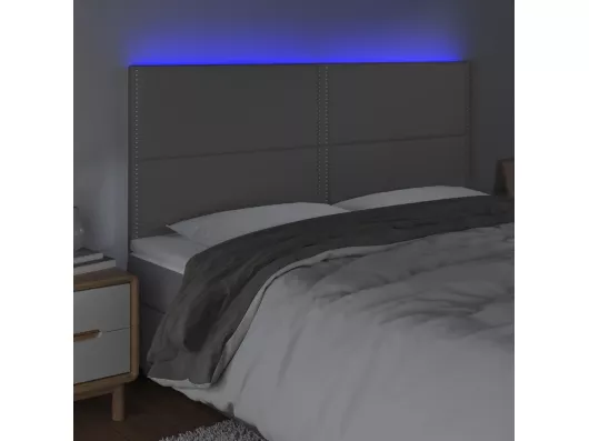 Kauf Unique LED Kopfteil Grau 160x5x118/128 cm Kunstleder Günstig kaufen