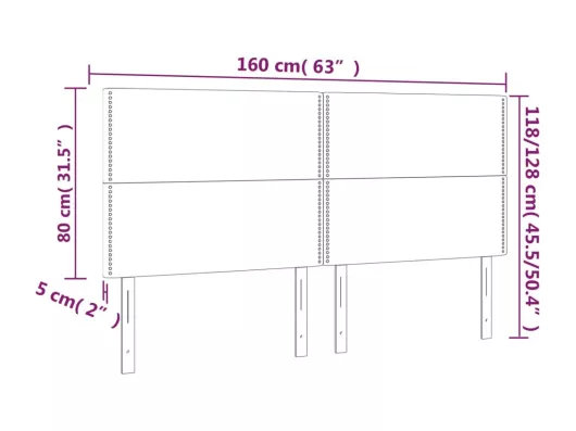 Kauf Unique LED Kopfteil Grau 160x5x118/128 cm Kunstleder Günstig kaufen
