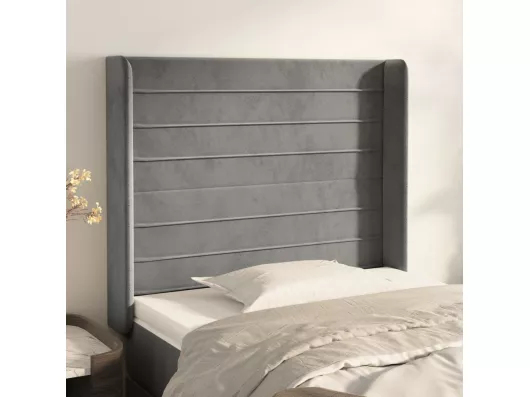 Kauf Unique Kopfteil mit Ohren Hellgrau 93x16x118/128 cm Samt