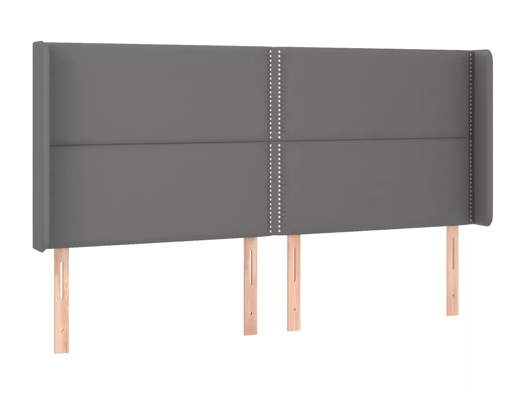 Kauf Unique LED Kopfteil Grau 183x16x118/128 cm Kunstleder Großer Ausverkauf