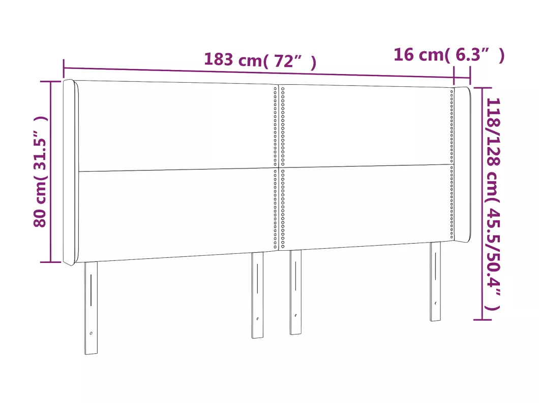 Kauf Unique LED Kopfteil Grau 183x16x118/128 cm Kunstleder Großer Ausverkauf