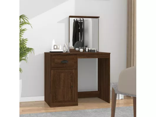 Kauf Unique Schminktisch mit Spiegel Braun Eichen-Optik 90x50x132,5 cm
