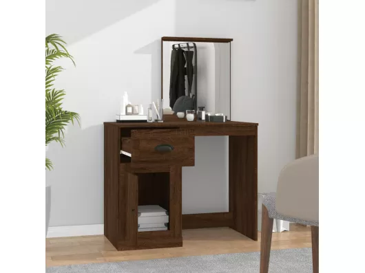 Kauf Unique Schminktisch mit Spiegel Braun Eichen-Optik 90x50x132,5 cm Saisonschlussverkauf