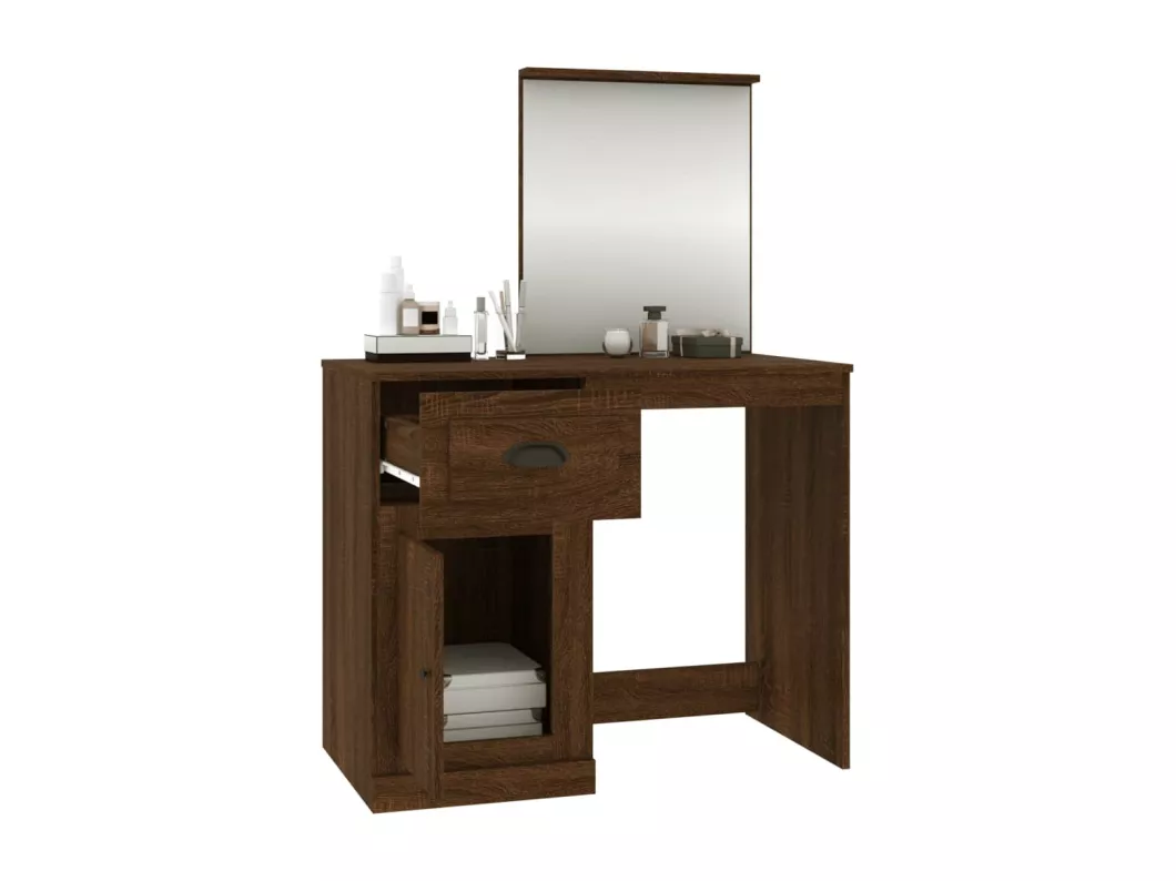 Kauf Unique Schminktisch mit Spiegel Braun Eichen-Optik 90x50x132,5 cm Saisonschlussverkauf