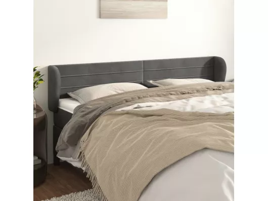Kauf Unique Kopfteil mit Ohren Dunkelgrau 203x23x78/88 cm Samt Weihnachtsangebot