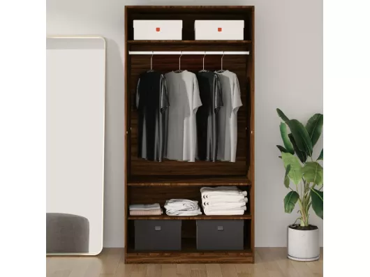 Kauf Unique Kleiderschrank Braun Eiche-Optik 100x50x200 cm Holzwerkstoff Muttertagsangebot