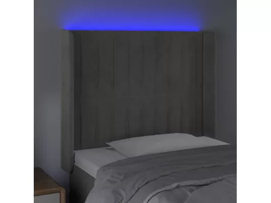 Kauf Unique LED Kopfteil Hellgrau 93x16x118/128 cm Samt Valentinstagsangebot