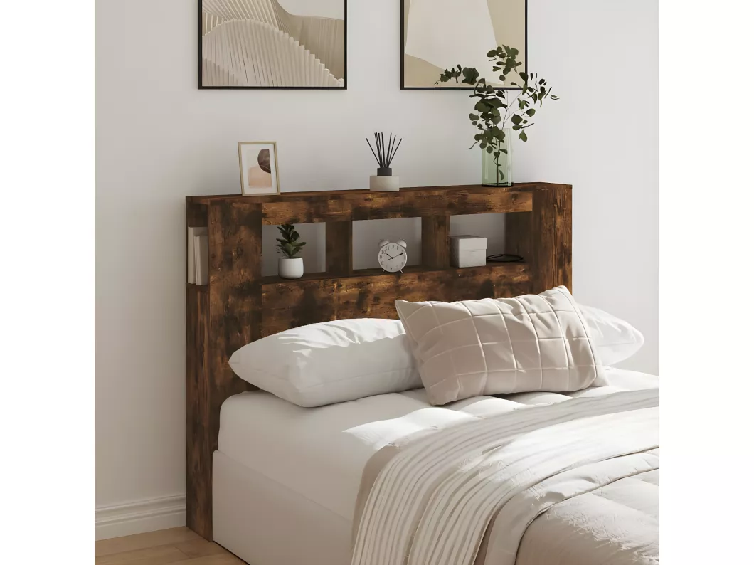 Kauf Unique LED-Kopfteil Räuchereiche 140x18,5x103,5 cm Holzwerkstoff Heißer Verkauf