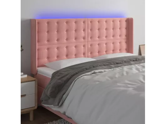 Kauf Unique LED Kopfteil Rosa 203x16x118/128 cm Samt Zeitlich begrenztes Angebot