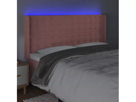 Kauf Unique LED Kopfteil Rosa 203x16x118/128 cm Samt Zeitlich begrenztes Angebot