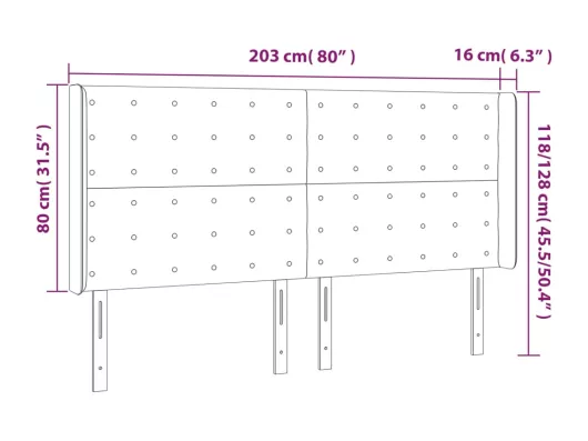Kauf Unique LED Kopfteil Rosa 203x16x118/128 cm Samt Zeitlich begrenztes Angebot