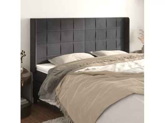 Kauf Unique Kopfteil mit Ohren Dunkelgrau 203x16x118/128 cm Samt Bestseller