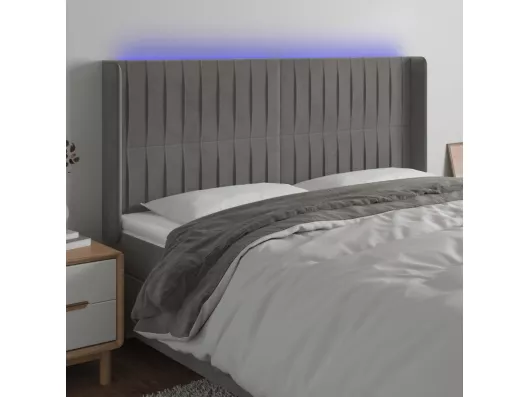 Kauf Unique LED Kopfteil Hellgrau 183x16x118/128 cm Samt Saisonale Angebote