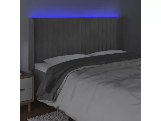 Kauf Unique LED Kopfteil Hellgrau 183x16x118/128 cm Samt Saisonale Angebote