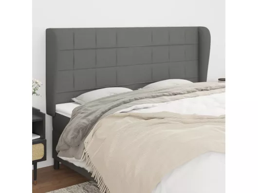 Kauf Unique Kopfteil mit Ohren Dunkelgrau 203x23x118/128 cm Stoff Räumungsverkauf