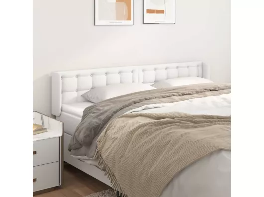 Kauf Unique Kopfteil mit Ohren Weiß 203x16x78/88 cm Kunstleder Riesige Ersparnisse
