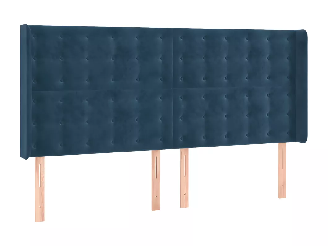 Kauf Unique LED Kopfteil Dunkelblau 183x16x118/128 cm Samt VIP-Rabatte