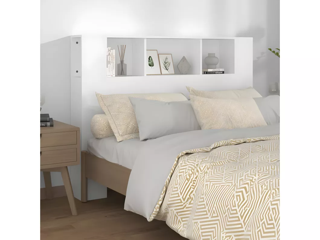 Kauf Unique Kopfteil mit Ablagen Weiß 140x18,5x104,5 cm Super Sparpreis