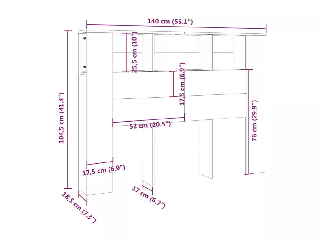 Kauf Unique Kopfteil mit Ablagen Weiß 140x18,5x104,5 cm Super Sparpreis