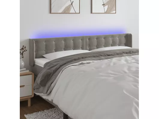 Kauf Unique LED Kopfteil Hellgrau 203x16x78/88 cm Samt Wochenangebot