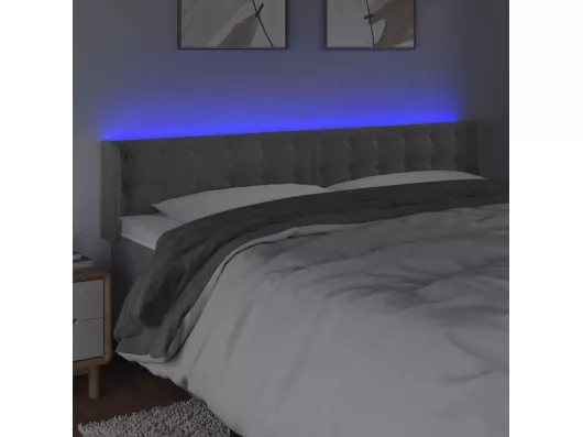 Kauf Unique LED Kopfteil Hellgrau 203x16x78/88 cm Samt Wochenangebot