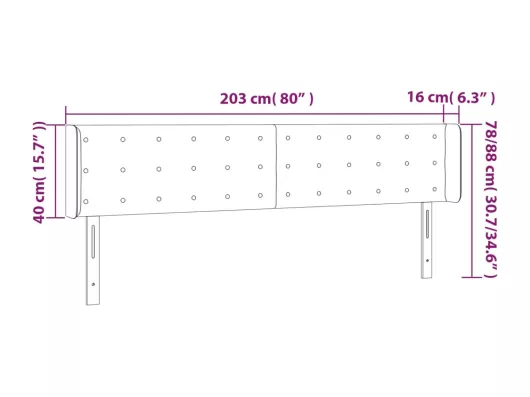 Kauf Unique LED Kopfteil Hellgrau 203x16x78/88 cm Samt Wochenangebot