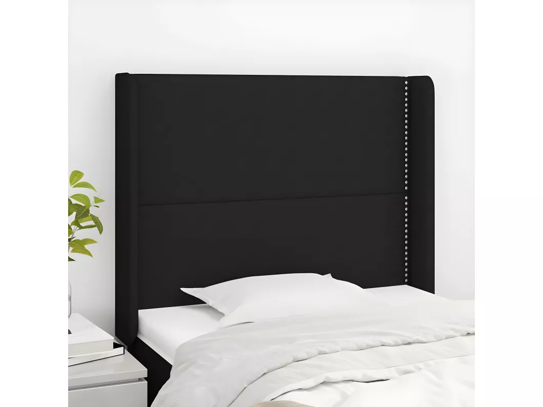 Kauf Unique Kopfteil mit Ohren Schwarz 83x16x118/128 cm Stoff Letzter Tag