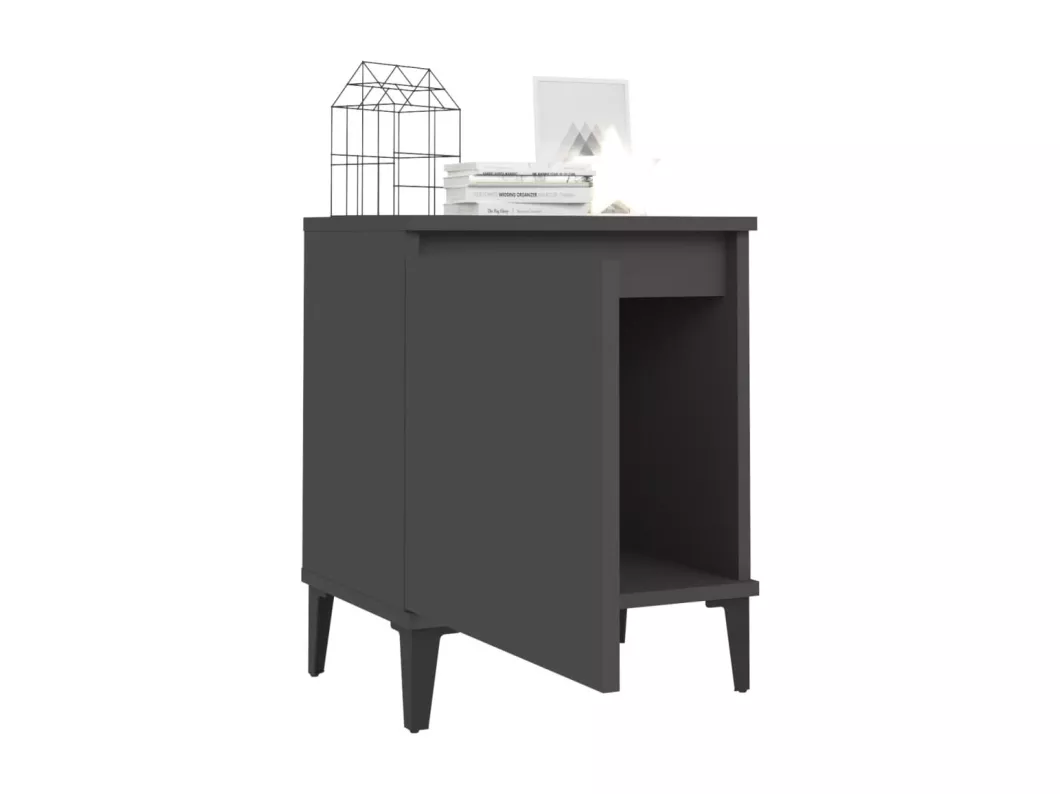 Kauf Unique Nachttisch mit Metallbeinen Grau 40x30x50 cm Clearance-Verkauf