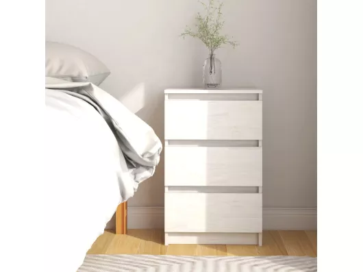 Kauf Unique Nachtschrank Weiß 40x29,5x64 cm Massivholz Kiefer