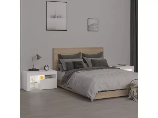 Kauf Unique Nachttische 2 Stk. mit LED-Leuchten Weiß 70x36,5x40 cm Begrenzt auf 3 Tage