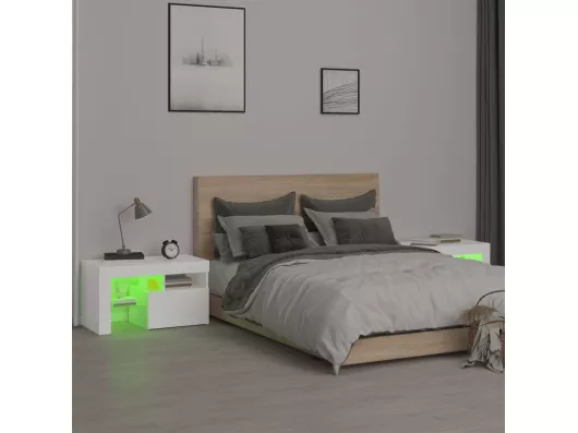 Kauf Unique Nachttische 2 Stk. mit LED-Leuchten Weiß 70x36,5x40 cm Begrenzt auf 3 Tage