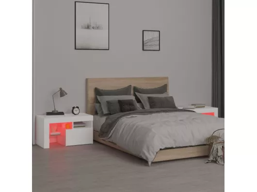 Kauf Unique Nachttische 2 Stk. mit LED-Leuchten Weiß 70x36,5x40 cm Begrenzt auf 3 Tage
